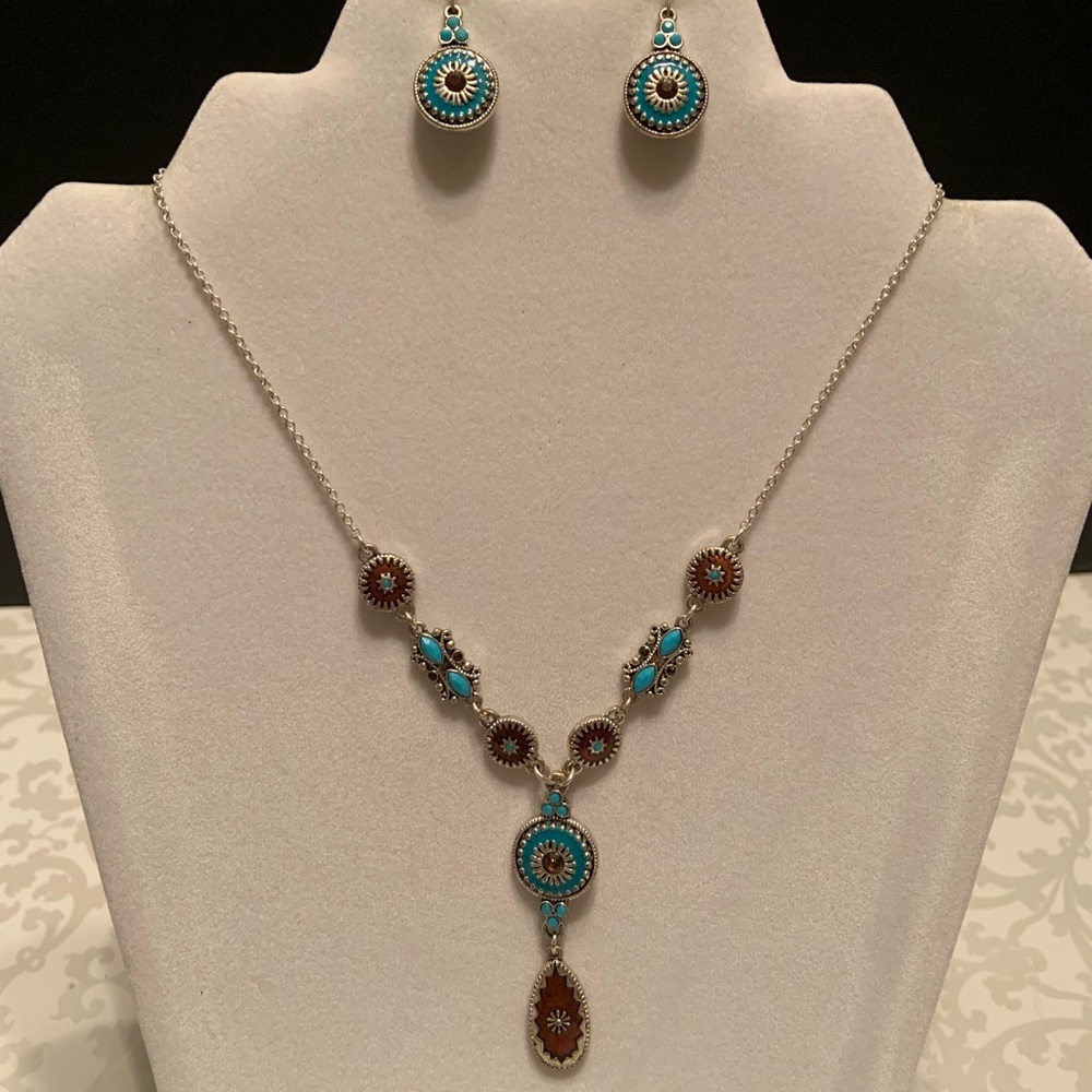 2-pc turquoise/brown set
